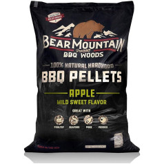 Bear Mountain Premium BBQ Woods 100% dabīgas cietkoksnes granulas - ābolu koksne (20 lb maiss) Ideāli piemērotas kūpināšanai uz granulu kūpināšanas dūmu koksnes aromātā