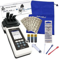 AlphFa PoolLAB 2.0 Special Edition Including 140 Test Tablets - Water Tester for Pools (Photometer) Bluetooth WLAN Pool Tester Meter Chlorine pH Value Phenol Red Alkalinity M Cyanuric Acid