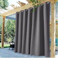 StangH Īpaši plats āra lieveņa aizkars Heavy Duty Rustproof ar ieliktņiem Āra ūdensizturīgs saules gaismas bloķēšanas tonis dārzam/ pagalmam Grey W100xL95cm,1