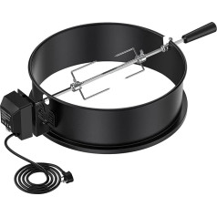 tikaifire BRK-6009 BBQ Rotisserie Ring Kit Fits Weber 47 cm Charcoal Kettle Barbecue ar elektrisko motoru, melns tērauds, Lielbritānija