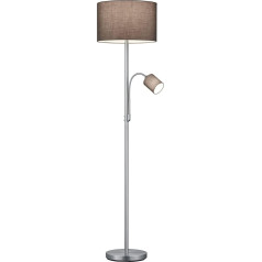 Lindby Auduma stāvlampa, stāvlampa Tekstila stāvlampas abažūrs Pelēks lasāmās lampas stāvlampa 1x E27 Max. 60 W un 1 x E14 Max. 18 W spuldze nav iekļauta