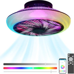 VOMI Ventilatora griestu lampa ar tālvadības pulti, moderns kluss griestu ventilators ar apgaismojumu RGB Dimmable griestu gaisma ar ventilatora taimeri 72 W guļamistabas ventilatora griestu lampa ar skaļruni