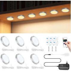 LIUWID Schrankbeleuchtung LED, 6 Stück Schranklicht Top Bright LED Lampe Schrankleuchte Unterbauleuchte Küche für Schrank, Kleiderschrank, Weinschrank, Vitrine, Schließfach (3000K, Warmweiß)