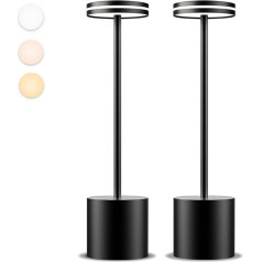 Moslumin 2 LED galda lampu komplekts ar baterijām, bezvadu, 5000 mAh, modernas uzlādējamas metāla galda lampas, aptumšojamas, 3 krāsu temperatūras, galda lampas stāv, bez kabeļa, naktsgaldam, ēdamistabai