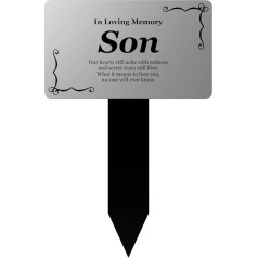 OriginDesigned Son Memorial Plaque Grave Marker for Graveyard or Garden Laser Engraved Acrylic Waterproof and Weather Resistant This Memorial Piece will last for years (Silver) (Large)