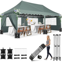 COBIZI Pavillon 3x6m Wasserdicht Faltpavillon 3x6 Wasserdicht Stabil, Partyzelt Faltbar Anti-UV mit 6 Seitenwänden 4 Sandsäcke, Gartenpavillon für Hochzeiten, Freien, Garten,Grau