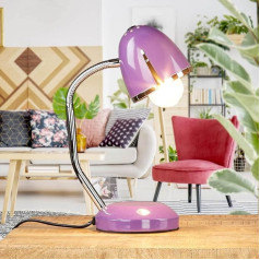 Licht-Erlebnisse Retro galda lampa Violeta Metāla 36 cm dizains Elastīga Pocatello galda lampa Pētījums 70. gadi