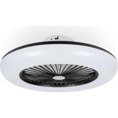 Noaton Callisto 11055B Griestu ventilators ar apgaismojumu, melns, LED dimmable, 3 krāsu temperatūras, tālvadības pults, taimeris, gaisa plūsma līdz 45 m3/min, dzīvojamai istabai, guļamistabai, diametrs 55 cm