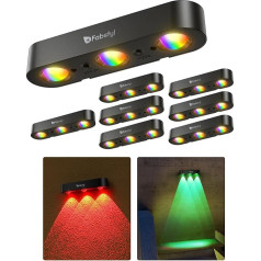 FabStyl Saules sienas lampas āra 8 gabali RGB saules gaismas āra dārzam Krāsu maiņa Sinhronā ūdensizturīga IP65 projektora lampa 10 apgaismojuma režīmi dārza dekorēšanai Sienas ceļš Veranda žogs