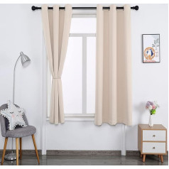 Cozomiz Pack of 2 Āra aizkari Eyelet aizkars Aizkars Blackout aizkars UV aizsardzība Āra aizkars Garden Blackout ar cilpām Thermal aizkars Guļamistaba bēšs 132 x 241 cm