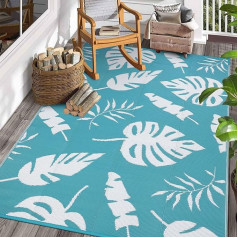 Ileading Āra plastmasas salmu paklājs 6x9ft Tropical Palm Leaves Reversible Waterproof Anti Pill Portable paklāji RV Outdoor Deck Pool Beach Picnic Camping