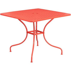 Flash-Möbel 90,2 cm kvadrātveida iekštelpu āra tērauda terases galds Metāls Coral Red 35,5 collas D x 35,5 collas W x 28,75 collas H