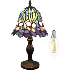 Kinbolas Tiffany stils 7 collu galda lampa Vitrāžas abažūri mazs nakts lampa antīko galda gaisma dzīvojamā istaba guļamistaba birojs Vintage Art Deco Viktorijas laikmeta