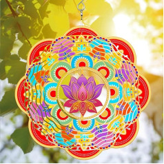 64memory Lotus Wind Spinner, Lotus Wind Spinner karājas pagalmā un dārzā, unikāla dāvana Wind Spinner, 3D Hanging Wind Spinner Outdoor, Cute Lotus Wind Spinner