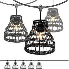 Crete Set Gartengirlande 5m + Kabel 10m + 5X Lampenschirm Girlande Set mit Glühbirnen lichterketten für außen & innen (Girlande 5m + Kabel 10m + 5X Lampenschirm R2 + 5X Glühbirne)