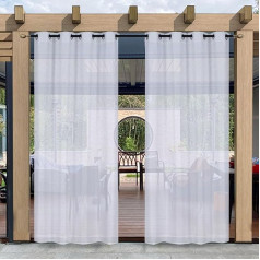 BOYOUTH Ūdensizturīgi āra aizkari Eyelet Voile Sheer Window Treatments for Porch Pergola Cabana Gazebo 52x96 Inch 2 Panels White