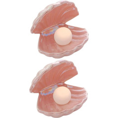 OSALADI 2St Meerjungfrau Licht wohnzimmerbeleuchtung nakts lampa Schreibtischdekorationen Tischlampe Perle Meerjungfrau-Dekor Shell-Nachtlicht romantisch schmücken Hülse Shell-Lampe Rosa