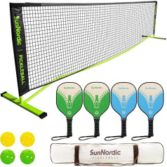 SunNordic Portable Pickleball Net Set, Family Exercise, Pickleball Polyester Net with Weatherproof Metal Frame and Carry Bag, Pickleball Net System for All Weather Conditions, Outdoor and Indoor