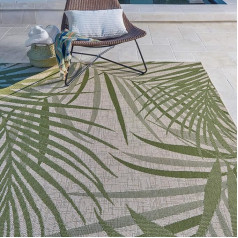 Gertmenian 21952 Āra paklājs Freedom Collection Piekrastes tematiskie paklāji Smart Care Deck Patio Carpet 8 x 10 Large Royal Palm Leafs Green