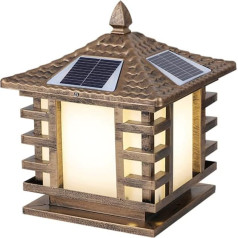 Amerikanische Retro-Außenpfostenlampe aus Bronze Solarenergiesparende Lichtsteuerpfostenlaterne Wasserdichtes und feuchtigkeitsbeständiges Outdoor-Säulenlicht Außenbeleuchtung des Shops Bekleidungsges