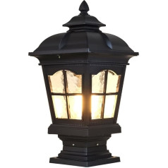 WFZRXFC Outdoor Regenfeste Tischlampe Villa Zaun Glas Schreibtischlampe Wasserdichte Säule Laternenpfahl Licht Haushalt Terrasse Garten Licht Aluminium Glas Stigma Säulenlampe E27 Dekoration