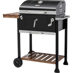 Royal Gourmet CD1824M Charcoal Smoker with Handle and Folding Table Perfect for Outdoor Patio, Garden and Backyard Black