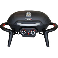 TAINO Kenai Gas Barbecue Camping - Compact Table Grill Gas with Integrated Thermometer - Elegant Design Portable Gas Grill Perfect Balcony Grill Black