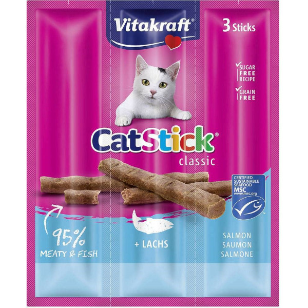 Vitakraft cat stick mini - kaķu našķis ar laša/ foreles garšu 3gab/18g