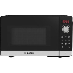 Bosch FFL023MS2 2. sērijas mikroviļņu krāsns, 26 x 44 cm, 800 W, pagrieziena galds 27 cm, durvju eņģes pa kreisi, AutoPilot 7 7 automātiskās programmas, tīrīšanas atbalsts, LED skārienekrāns, nerūsējošais tērauds