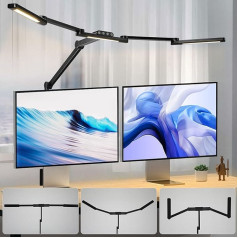 Gaismas galda lampa LED Dimmable 105 cm 24 W Clampable Double Head Desk Lamp Touch Table Lamp Monitor Lamp 5 krāsu temperatūras spilgtuma līmeņi Daylight Lamp for Architects Home Office