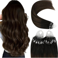 YoungSee Real Hair Micro Ring matu pieaudzēšana, tumši brūns, Micro Loop matu pieaudzēšana, Micro Beads matu pieaudzēšana sievietēm, gludu matu pieaudzēšana, 45 cm, 50 g, #2/2/6, 1 g