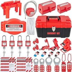 VEVOR 42 Pieces Lockout Tagout Kits, Electric Safety Loto Kit, Includes Padlocks, 5 Types of Lockouts, Hasps, Trailers and Cable Ties, Box, Lockout Security Tools for the