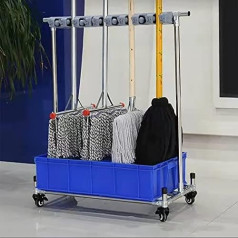 WSMYGS Slota Mop Mop Holder Heavy Duty Utility Mop Slota Rack Move Floor Wet Mop Drain Rack Mop Rack Tool Rack Cleaning Tool Trolley Stainless Steel Storage Rack Long