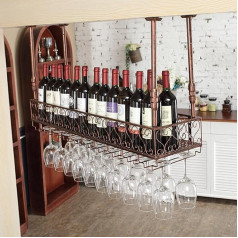 BOCbco Hängende Retro-Wand-Weinregal, Decken Champagner-Glasspeicher-Bar-Rack Kann In Restaurants Tägliche Möbel Verwendet Werden/140 * 25Cm