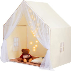 VEVOR Kids Tent, Kids Tent for 1-5 Years Old, Toddler Tent with Mat and Tent Lamp, Tent for Kids with Windows for Indoor and Outdoor, Yurt Tent Beige 1 Door 2 Windows