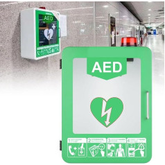 YEHOZZ Aed-Defibrillator-Aufbewahrungsschrank, Wandmontierter Herz-Defibrillations-Alarmkasten Aus Kunststoff, Erste-Hilfe-Schrank, Design Mit Abgerundeten Ecken, Für Zuhause, Büro