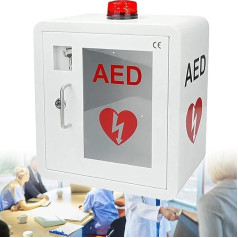 Sienas AED defibrilatora glabāšanas skapis, sirds defibrilācijas signalizācijas trauksmes kaste, noapaļots stūra dizains, pirmās palīdzības skapis visām sirds zinātnēm, AED defibrilators, Physio-Control