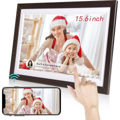 Tibuta 15,6 collu Wi-Fi WiFi digitālais foto rāmis, 1366 x 768 IPS skārienjūtīgais digitālais foto rāmis, 32G valrieksts, kopīgojiet fotoattēlus vai videoklipus, izmantojot Frameo lietotni