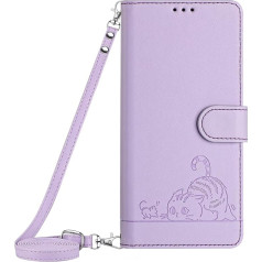 Tivenfezk Nadoli Wallet Case with Strap for Xiaomi Redmi Note 11S, RFID Blocking PU Leather Cat Mouse Embossed Protective Case Card Slot with Lanyard Cord for Hanging