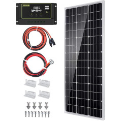 10W, 20W, 100W, 12V monokristālisko saules paneļu komplekts ar 10A, 20A saules lādēšanas kontrolieri + pagarinājuma saules kabelis autofurgonam, laivai, ārpus tīkla sistēmai, 12 V akumulatoriem