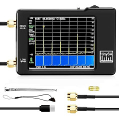 TinySA spektra analizators Rokas 2,8 collu skārienjūtīgais ekrāns 100 kHz-960 MHz Pārnēsājams frekvenču analizators MF/HF/VHF UHF ievade ESD aizsargāta funkcija un PC vadība kā signāla ģenerators