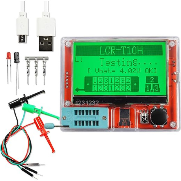 XiaoXIN LCR-T10H tranzistoru mērītājs, daudzfunkcionāls kapacitātes pretestības testeris, tranzistoru mērītājs ar lielu ekrānu un grafisko displeju diodes kondensatora pretestības tranzistoram