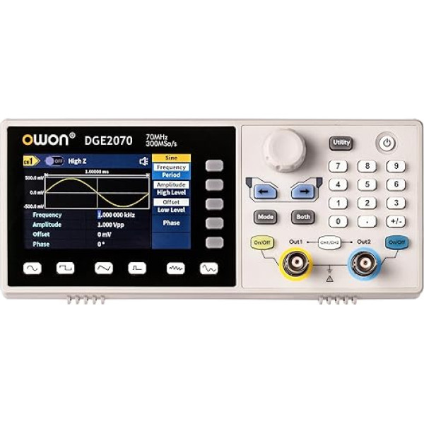 DGE2070 OWON Signalgenerator Zweikanalig 70MHz Bandbreite Wellenformgenerator Desktop-Funktionsgenerator 300MS/s Abtastrate 14 Bit vertikale Auflösung 8K Wellenformlänge SCPI & Labview unterstützt