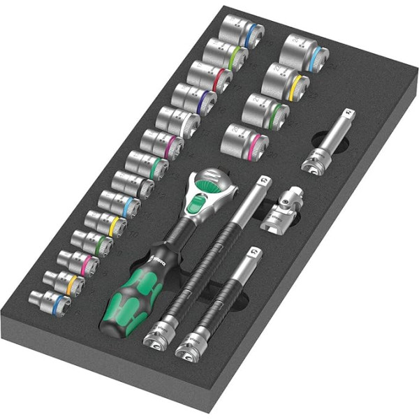 Wera 05150111001 9721 Putu ieliktnis, 8000 B Zyklop reversu komplekts 3/8 collas 1, 23 gab.