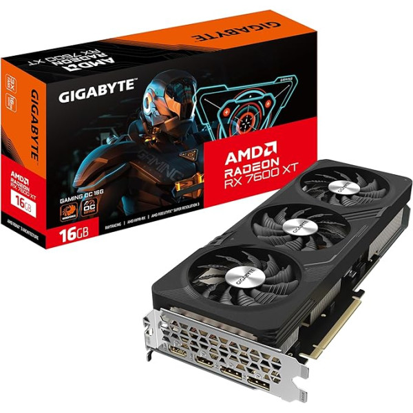 Gigabyte Radeon RX 7600XT Gaming OC grafiskā karte - 16 GB GDDR6, 2X HDMI, 2X DP