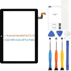 Ekrāns priekš Huawei MediaPad T3 10 AGS-W09 AGS-L09 skārienekrāna digitālizatora skārienekrāna digitālizatora paneļa stikls ar remonta komplektu, melns (9,6 collas, bez LCD displeja)