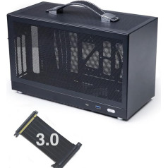 MININGEEK MiniNeo S400 10L portatīvais Mini ITX korpuss ar uzlabotu ventilācijas paneli, C tipa USB 3.0 pieslēgvietām, trīs slotu GPU, kabeļu vadības sistēma ar PCIe 3.0 16X Riser kabeli