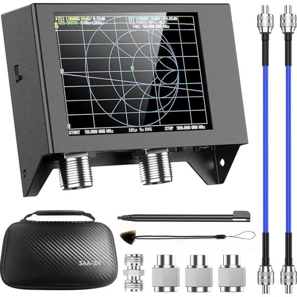 Seesii NanoVNA SAA-2N antenu analizators, 4 collu vektoru tīkla analizators 50KHz-3GHz ar LCD ekrānu HF VHF UHF S Parametri Voltage Standing Wave Ratio Smith Chart