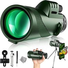 Monocular Telescope, 40 x 60 HD Monocular Telescope, Adult Monocular for Smartphone, FMC BAK4 Waterproof Mount for Climbing, Hunting, Concert, Football