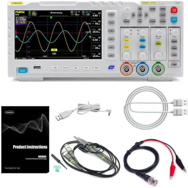 Geevorks 1014D signālu ģenerators ar 2 kanāliem, digitālais osciloskops ar 110 MHz joslas platumu, 1GS/s rotācijas frekvenci, daudzfunkcionāls osciloskops ar 7 collu TFT LCD displeju